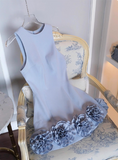 Elegant 3D Flower Satin Birthday Dress Homecoming Dress HZ1022