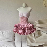 Princess Tube Top Fishbone Waist Ruffled Puffy Birthday Skirt Homecoming Dress HZ1022