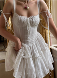 Sweet Lace White Waist Puffy Birthday Skirt Homecoming Dress HZ1022