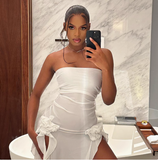 Sexy Tube Top One Shoulder Irregular Slit Wood Ear Edge Birthday Dress Homecoming Dress HZ1022