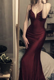 Modest Mermaid Burgundy Prom Dresses 22th Birthday Outfit HZ1022