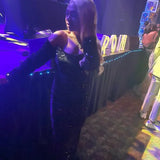 Sexy Mermaid Black Girl Sequin Prom Dresses 22th Birthday Outfits With Sleeves HZ1022