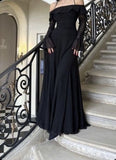Stunning Black Off-the-shoulder Mermaid Prom Dress Birthday Outfits HZ1022