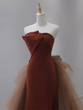 Simple Mermaid Long Brown Prom Dresses Long Prom Gown HZ1022