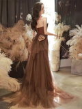 Simple Mermaid Long Brown Prom Dresses Long Prom Gown HZ1022