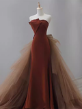 Simple Mermaid Long Brown Prom Dresses Long Prom Gown HZ1022