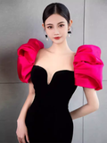 Sexy Mermaid Long Black Velvet Prom Dresses Long Prom Gown HZ1022