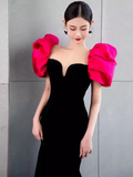 Sexy Mermaid Long Black Velvet Prom Dresses Long Prom Gown HZ1022