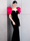 Sexy Mermaid Long Black Velvet Prom Dresses Long Prom Gown HZ1022