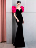 Sexy Mermaid Long Black Velvet Prom Dresses Long Prom Gown HZ1022
