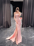 Unique Mermaid Off The Shoulder Pink Long Prom Dress HZ1022