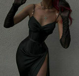 Black Prom Dresses Mermaid Sweetheart Slit Long Prom Dress HZ1022