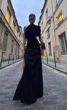 Simple Mermaid One Shoulder Long Black Prom Dress HZ1022