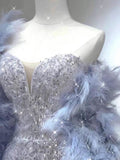 Modest Mermaid Sequin Silver Long Prom Dress HZ1022