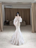 Beautiful Mermaid Ivory Sequin Long Prom Dress HZ1022