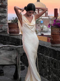 Spaghetti Strap Backless Satin Slip Maxi Dress For Women Fashion Outfits Sleeveless Gown Long Birthday Outfits HZ1022