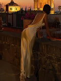 Spaghetti Strap Backless Satin Slip Maxi Dress For Women Fashion Outfits Sleeveless Gown Long Birthday Outfits HZ1022