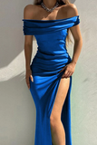 Sexy Mermaid Off The Shoulder Black Evening Prom Dress 22th Birthday Outfits HZ1022