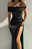 Sexy Mermaid Off The Shoulder Black Evening Prom Dress 22th Birthday Outfits HZ1022