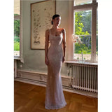 Simple Mermaid Straps Sequin Prom Dresses Maxi Dress 22th Birthday Outfits HZ1022