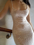 Simple Mermaid Straps Sequin Prom Dresses Maxi Dress 22th Birthday Outfits HZ1022