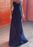 Elegant Mermaid Straps Navy Blue Prom Dress 22th Birthday Outfits HZ1022