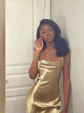 Elegant Mermaid Straps Gold Maxi Dress 21th Birthday Outfits HZ1022