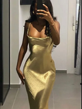 Elegant Mermaid Straps Gold Maxi Dress 21th Birthday Outfits HZ1022