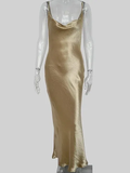 Elegant Mermaid Straps Gold Maxi Dress 21th Birthday Outfits HZ1022