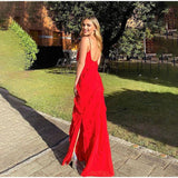 Elegant Mermaid Spaghetti Straps Red Prom Dress 21th Birthday Outfit HZ1022