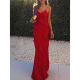 Elegant Mermaid Spaghetti Straps Red Prom Dress 21th Birthday Outfit HZ1022
