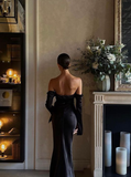 Sexy Mermaid Off The Shoulder Black Prom Dress 21th Birthday Outfit HZ1022
