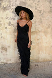 Sexy Mermaid Straps Chiffon Black Backless Prom Dress 21th Birthday Outfit HZ1022