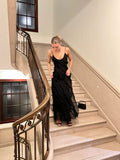 Sexy Mermaid Straps Chiffon Black Backless Prom Dress 21th Birthday Outfit HZ1022