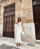 Simple Mermaid Strapless White Prom Dress 21th Birthday Outfit HZ1022