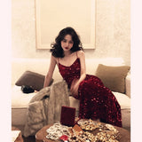 Sexy Mermaid Red Party Dresses Sequin Red Prom Dresses HZ1022