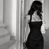 Sexy Mermaid Halter Party Dresses Slit Black Ankle Length Prom Dresses HZ1022