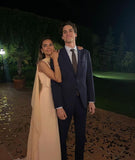 Simple A line V neckline Party Dresses Long Chiffon Prom Dresses HZ1022