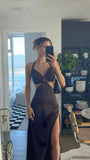 Sexy Mermaid Halter Satin Black Prom Dress 21th Birthday Outfits HZ1022