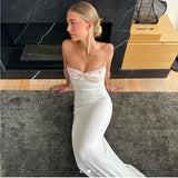 Sexy Mermaid White Strapless Prom Dress 22th Birthday Outfits HZ1022