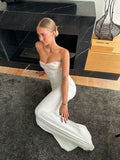 Sexy Mermaid White Strapless Prom Dress 22th Birthday Outfits HZ1022