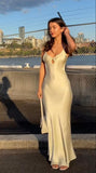 Sexy Mermaid Yellow Spaghetti Straps Prom Dress 22th Birthday Outfits HZ1022