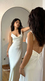 Sexy Mermaid White Spaghetti Straps Prom Dress 22th Birthday Outfits HZ1022