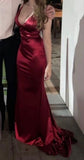 Sexy Mermaid Burgundy Spaghetti Straps Prom Dress 22th Birthday Outfits HZ1022