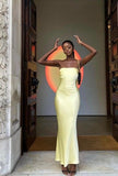 Sexy Mermaid Strapless Yellow Prom Dress 22th Birthday Outfits HZ1022