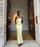 Sexy Mermaid Strapless Yellow Prom Dress 22th Birthday Outfits HZ1022