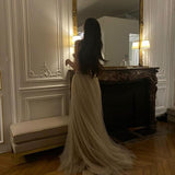 Sexy A Line Straps Champagne Tulle Prom Dress 22th Birthday Outfits HZ1022