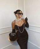 Sexy Prom Dresses Sleeveless Halter Black Prom Dress Birthday Outfits HZ1022