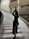 Sexy Prom Dresses Strapless Black Prom Dress Birthday Outfits With Gloves HZ1022