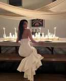 Sexy Prom Dresses Strapless White Prom Dress Birthday Outfits HZ1022